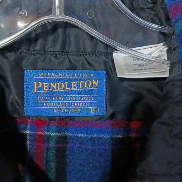 Pendleton Plaid Button Down Wool Trail Shirt Elbow Patches XL - Picture 3 of 6